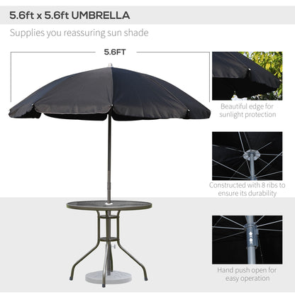 Outsunny patio table and black umbrella with push-open mechanism and eight ribs