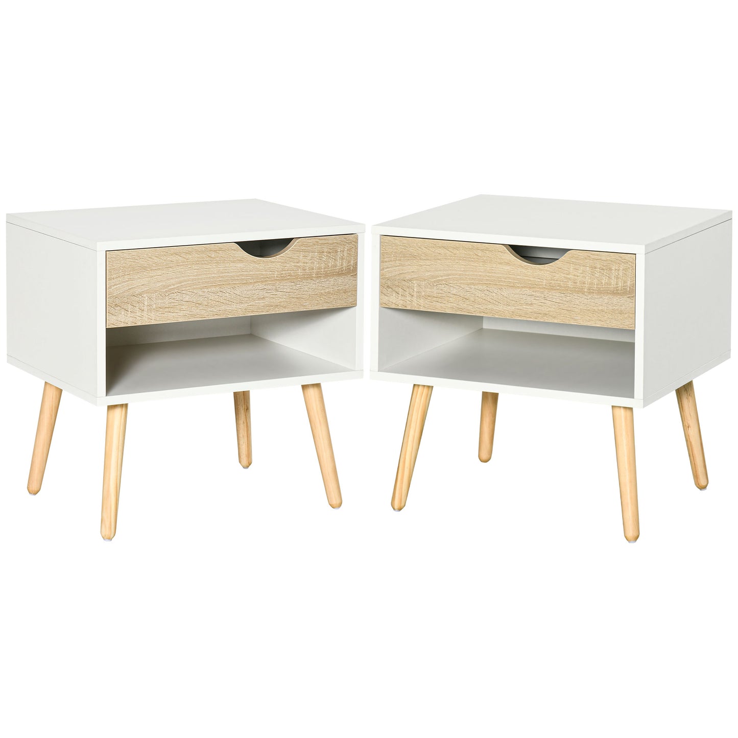 Photo of HOMCOM Bedside Table with Drawer and Shelf, Modern Nightstand, End Table for Bedroom, Living Room, Set of 2 in 2 colour on a white background