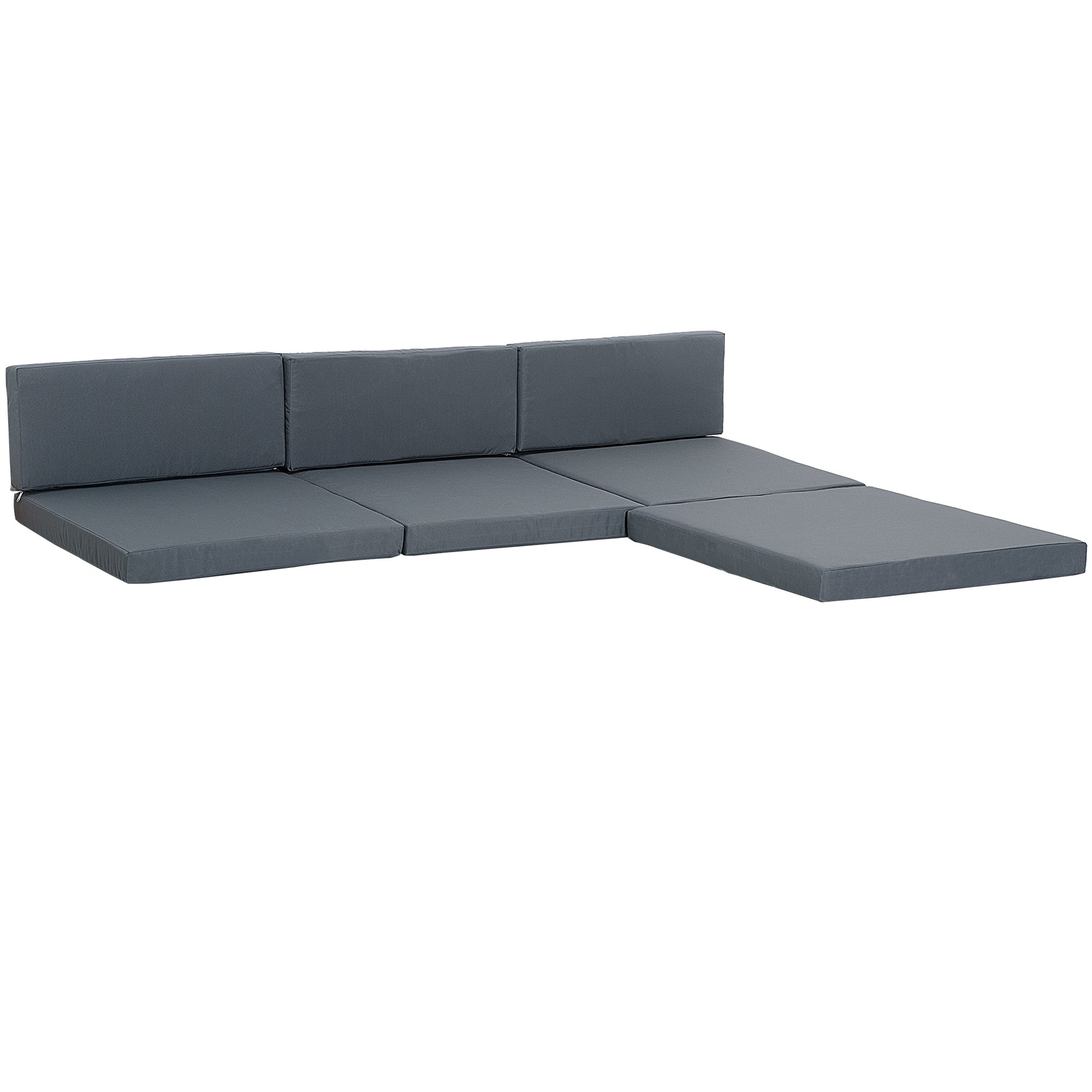 Photo of Outsunny Outdoor Cushion Pad Set for Rattan Furniture, 7 Piece Garden Furniture Cushions ONLY, Grey in Grey colour on a white background