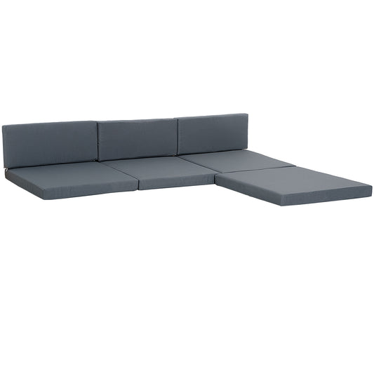 Photo of Outsunny Outdoor Cushion Pad Set for Rattan Furniture, 7 Piece Garden Furniture Cushions ONLY, Grey in Grey colour on a white background