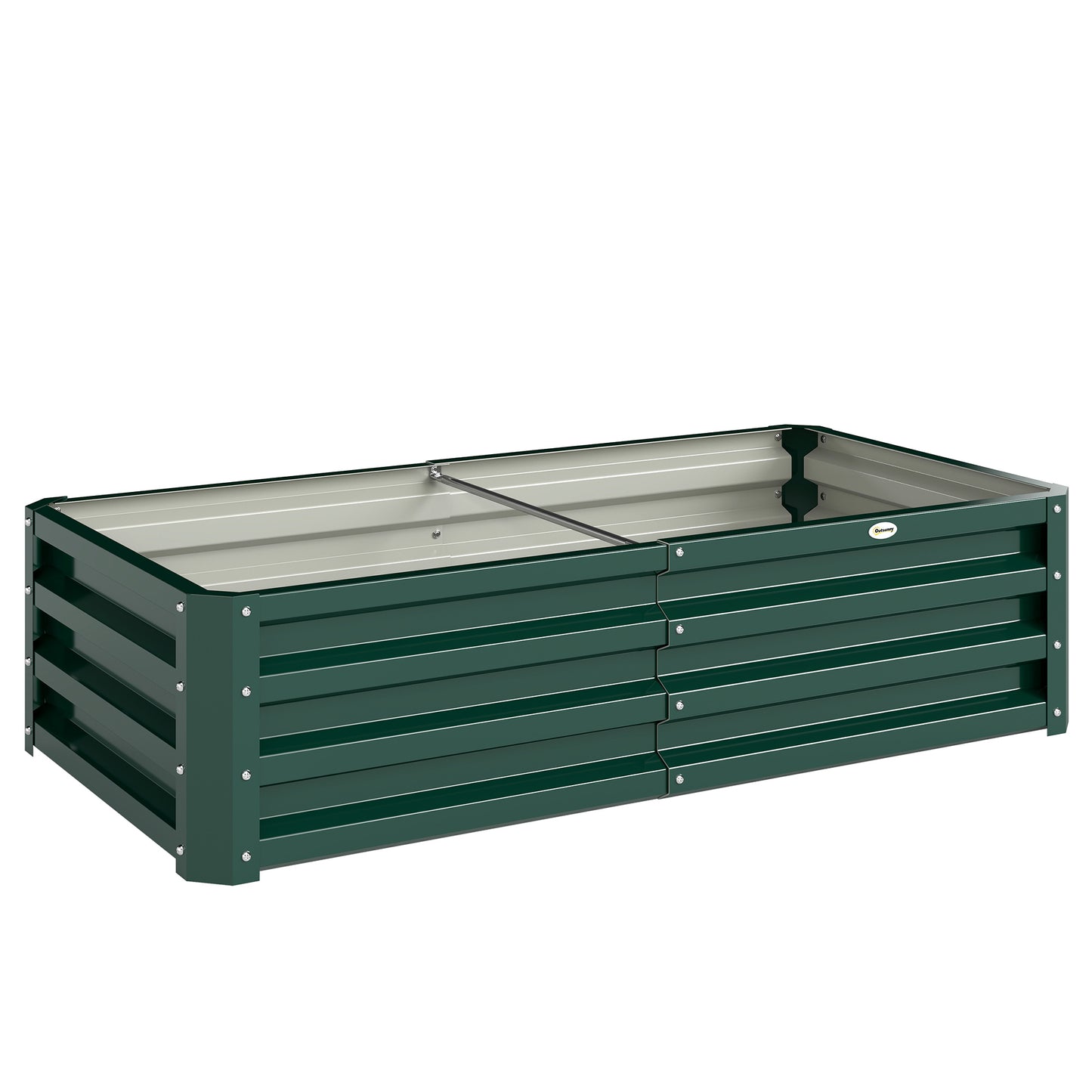 Photo of Outsunny Raised Beds for Garden, Galvanized Outdoor Planters, for Herbs and Vegetables, Use for Patio, Backyard, Balcony, Green in Green colour on a white background