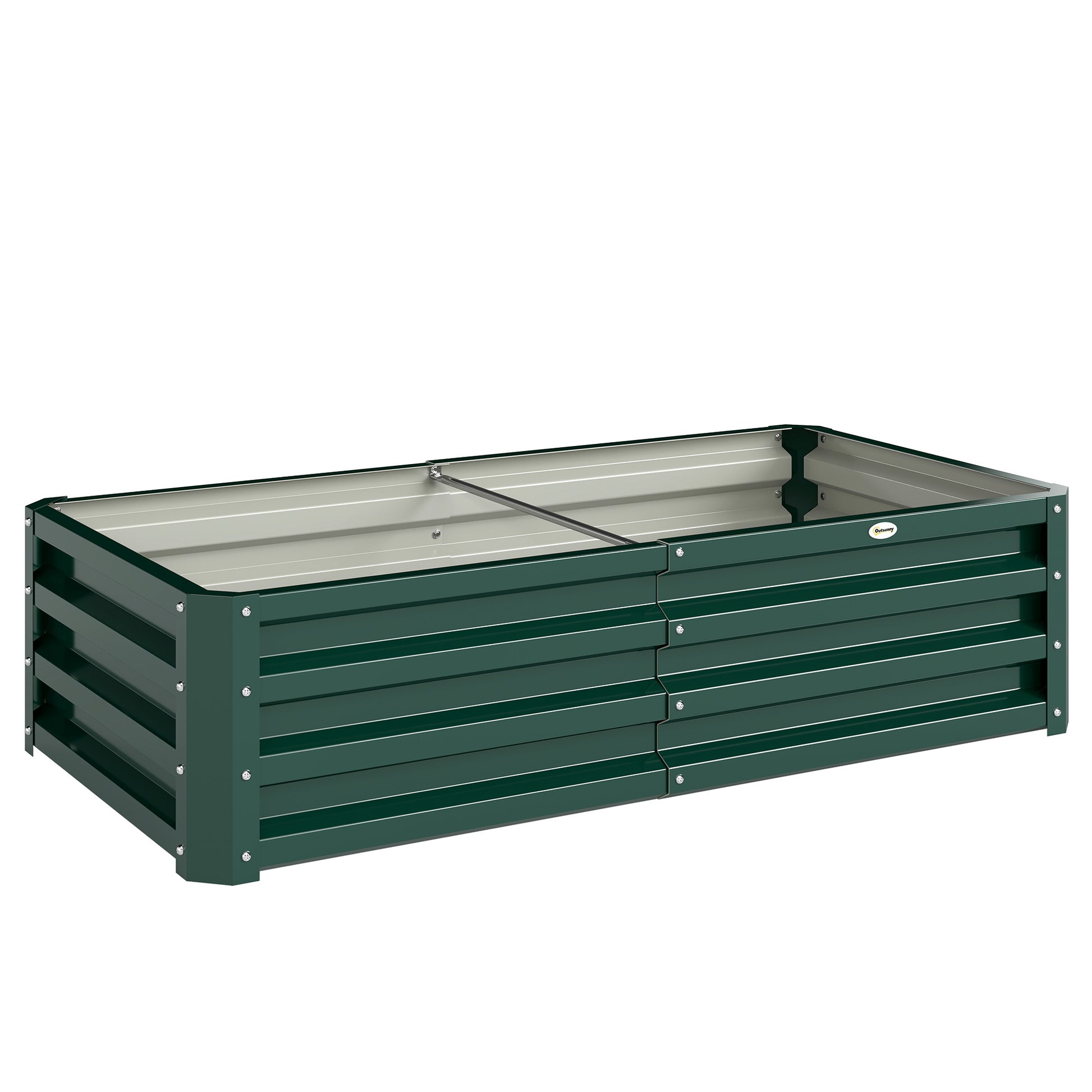 Photo of Outsunny Raised Beds for Garden, Galvanized Outdoor Planters, for Herbs and Vegetables, Use for Patio, Backyard, Balcony, Green in Green colour on a white background