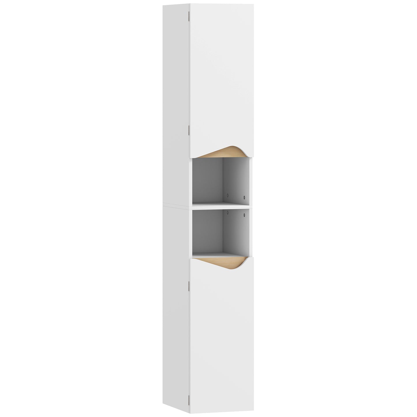 Photo of HOMCOM Tall Slim Bathroom Cabinet with 2 Doors, 2 Shelves - White in White colour on a white background