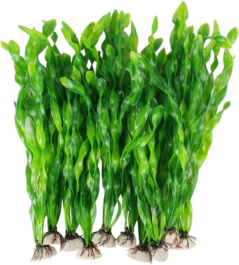 10 Pack - Artificial Seaweed Water Plants for Aquarium, Plastic Fish Tank Plant Decorations