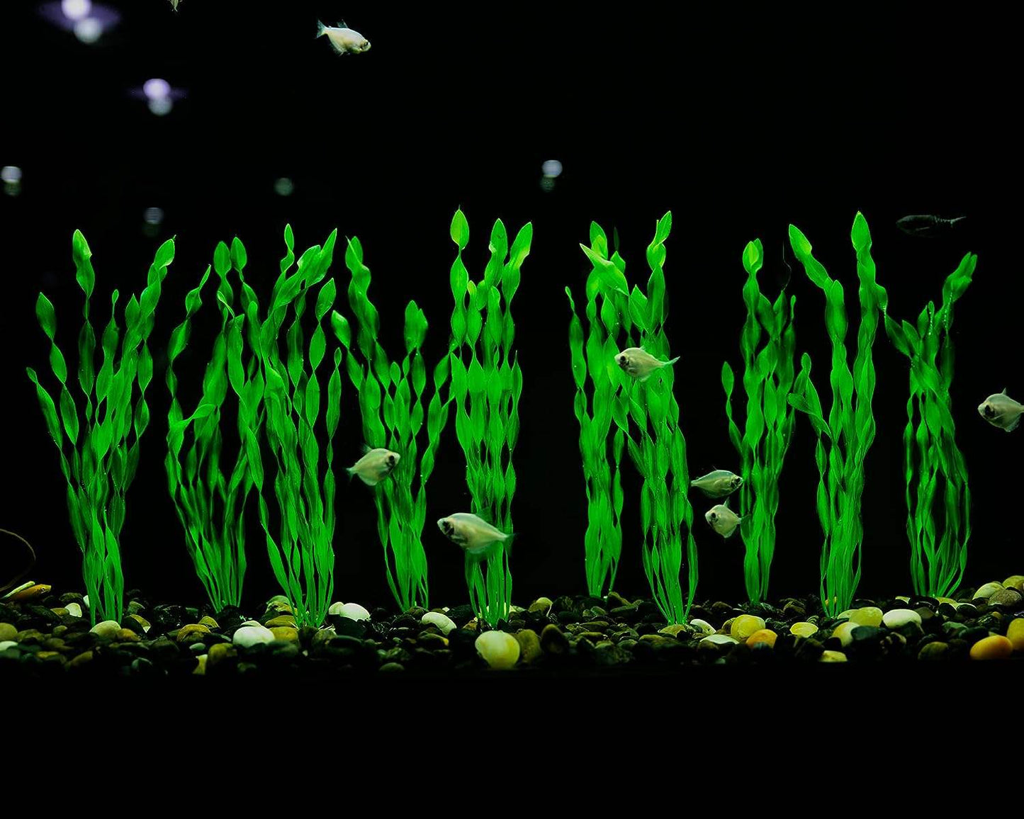 10 Pack - Artificial Seaweed Water Plants for Aquarium, Plastic Fish Tank Plant Decorations