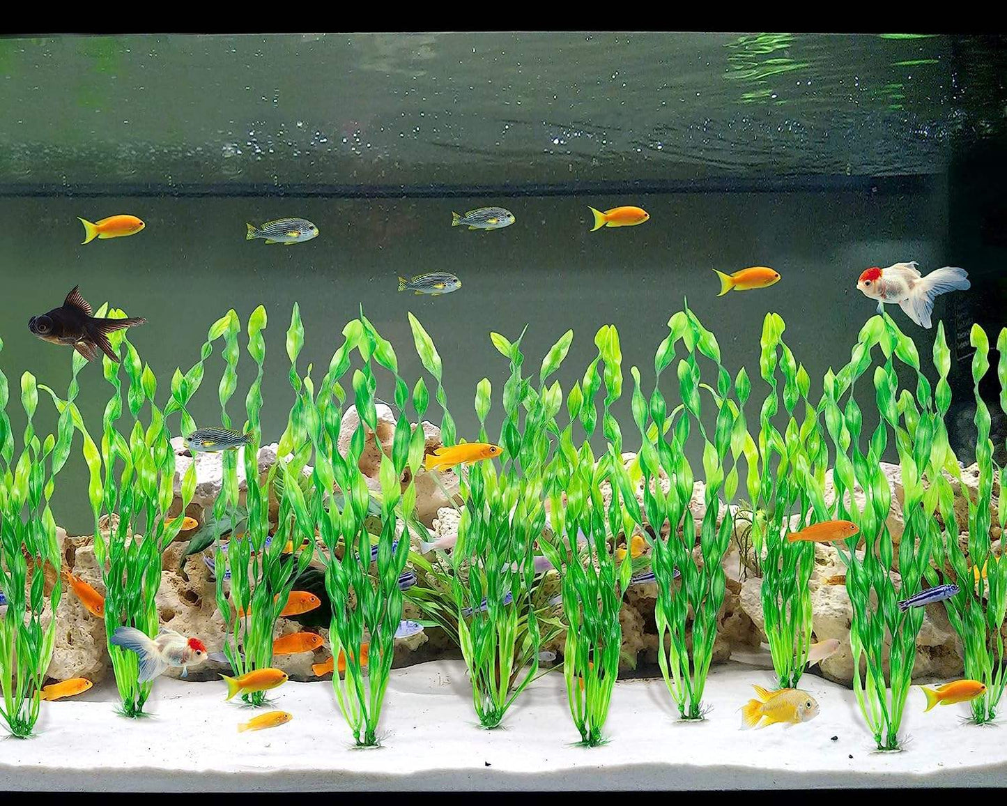 10 Pack - Artificial Seaweed Water Plants for Aquarium, Plastic Fish Tank Plant Decorations
