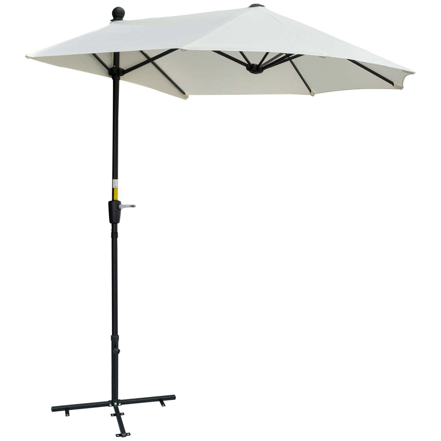 Photo of Outsunny 2m Half Parasol Market Umbrella Garden Balcony Parasol with Crank Handle, Base, Double-Sided Canopy, Cream White in White colour on a white background