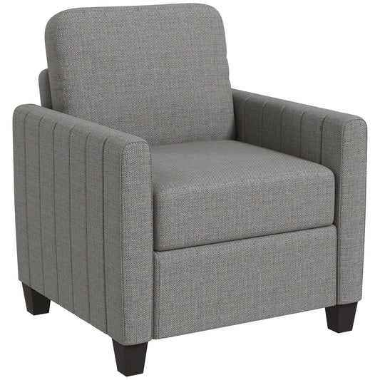 Photo of HOMCOM Modern Boxy Linen-Look Armchair - Light Grey in Grey colour on a white background