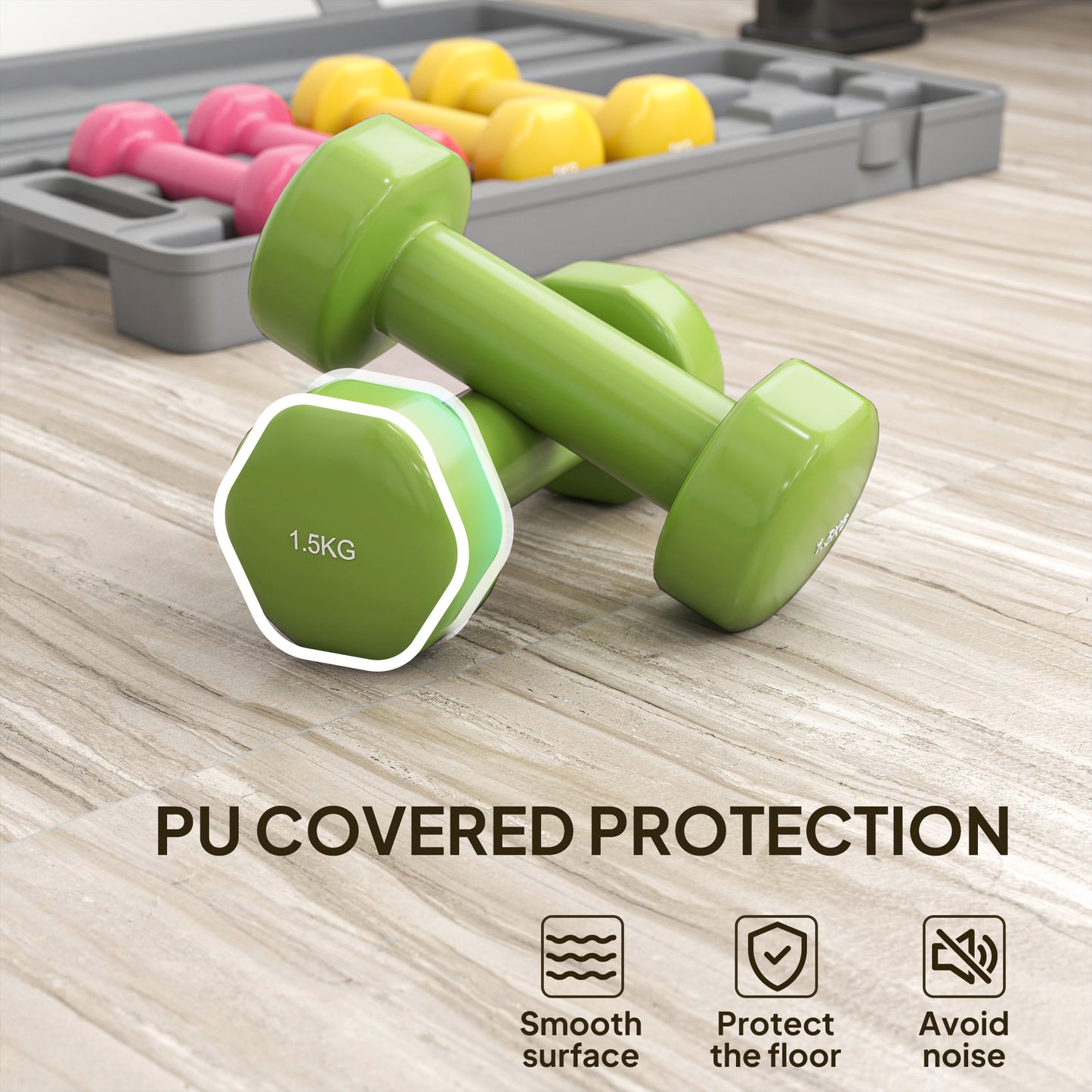 HOMCOM 6Kg Dumbbell Set, Fitness Weight Set for Men and Women, Home Gym Workout