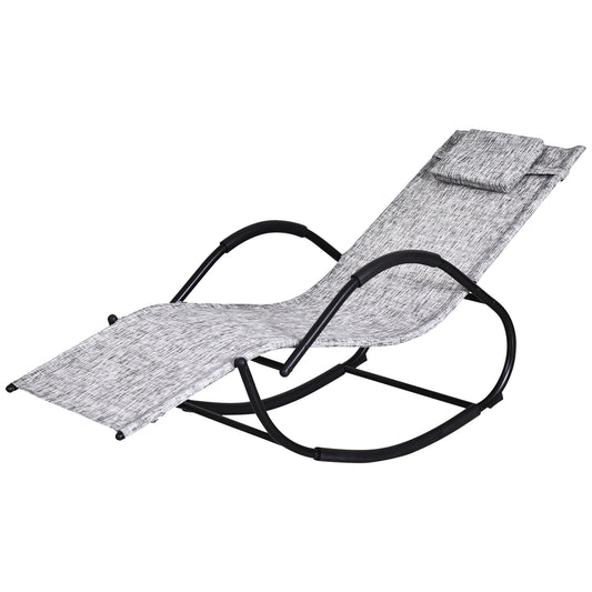 Photo of Outsunny Steel Frame Zero Gravity Rocking Lounge Chair w/ Pillow Grey in Grey colour on a white background
