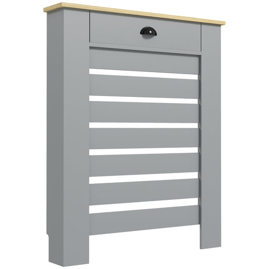 Photo of HOMCOM 95.5H x 78Wcm Radiator Cover, with Drawer - Grey in Grey colour on a white background