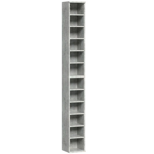 Photo of HOMCOM Set of 2 CD Media Display Shelf Unit Tower Rack with Adjustable Shelves, Cement Grey in Grey colour on a white background