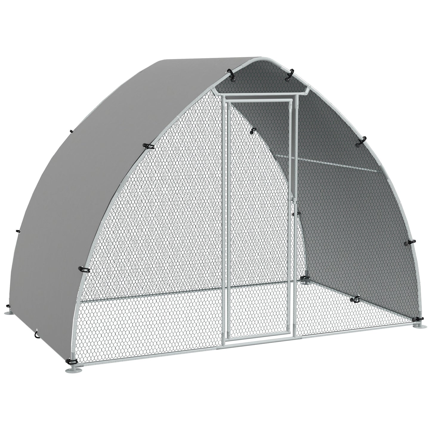 Photo of PawHut Galvanised Outdoor Chicken Coop with Cover, for 4-6 Chickens, Hens, Ducks, Rabbits, 3 x 1.9 x 2.2m - Silver Tone in Tone colour on a white background