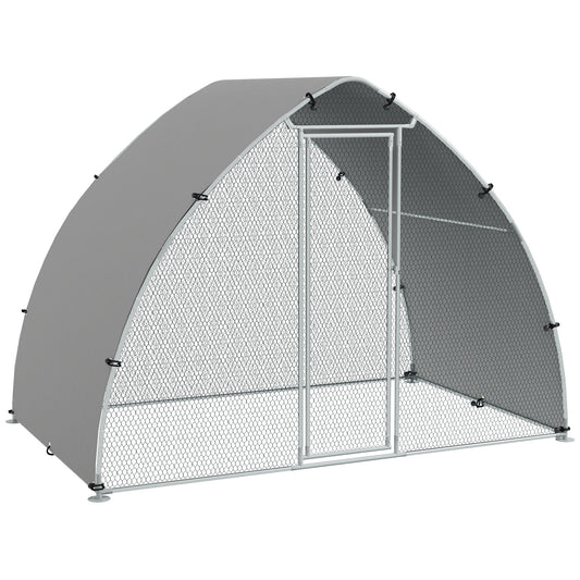 Photo of PawHut Galvanised Outdoor Chicken Coop with Cover, for 4-6 Chickens, Hens, Ducks, Rabbits, 3 x 1.9 x 2.2m - Silver Tone in Tone colour on a white background
