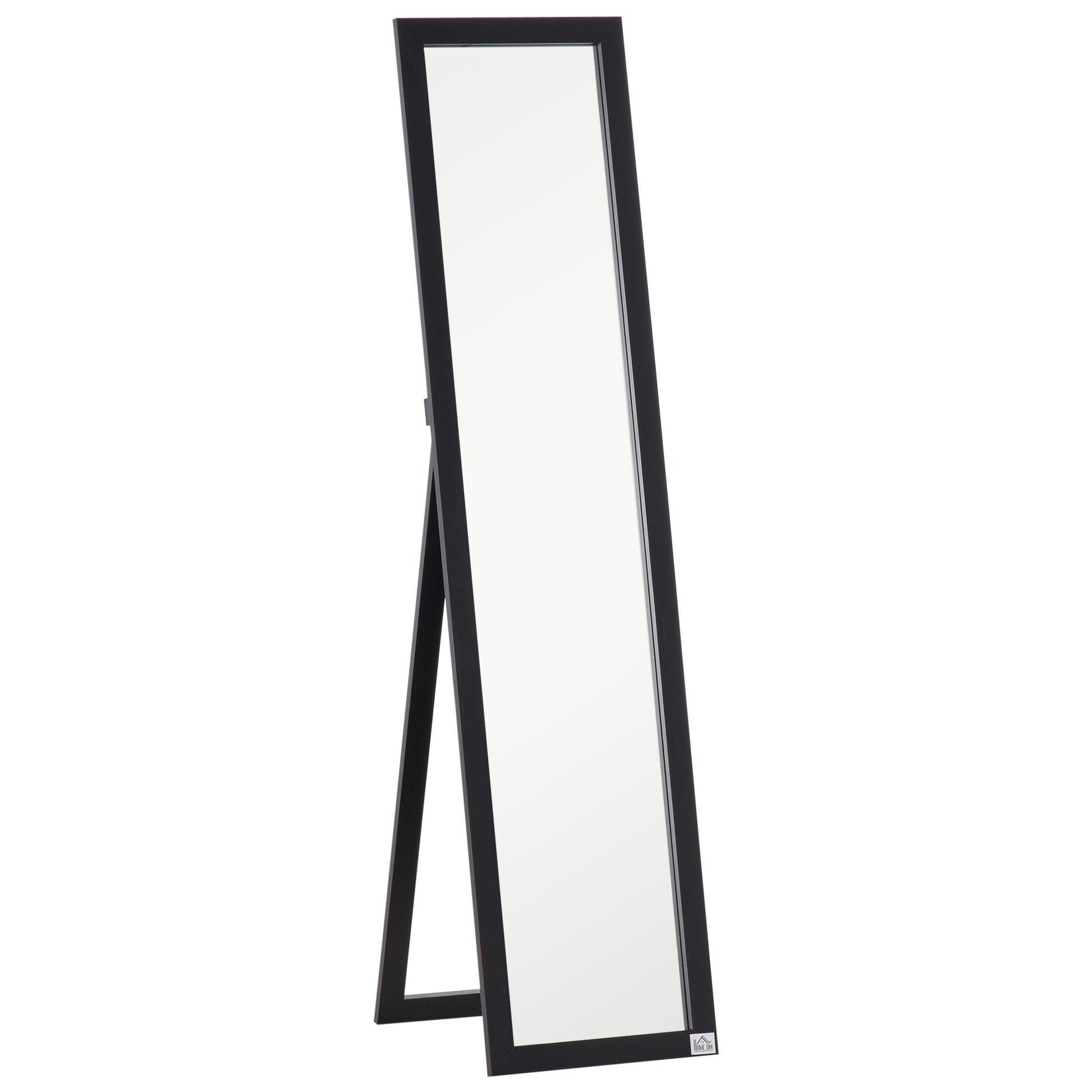 Photo of HOMCOM Full Length Mirror for Bedroom, Free Standing Dressing Mirror, Wall Mirror for Living Room, 37 x 154 cm, Black in Black colour on a white background