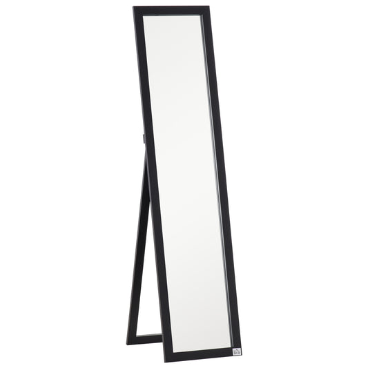 Photo of HOMCOM Full Length Mirror for Bedroom, Free Standing Dressing Mirror, Wall Mirror for Living Room, 37 x 154 cm, Black in Black colour on a white background