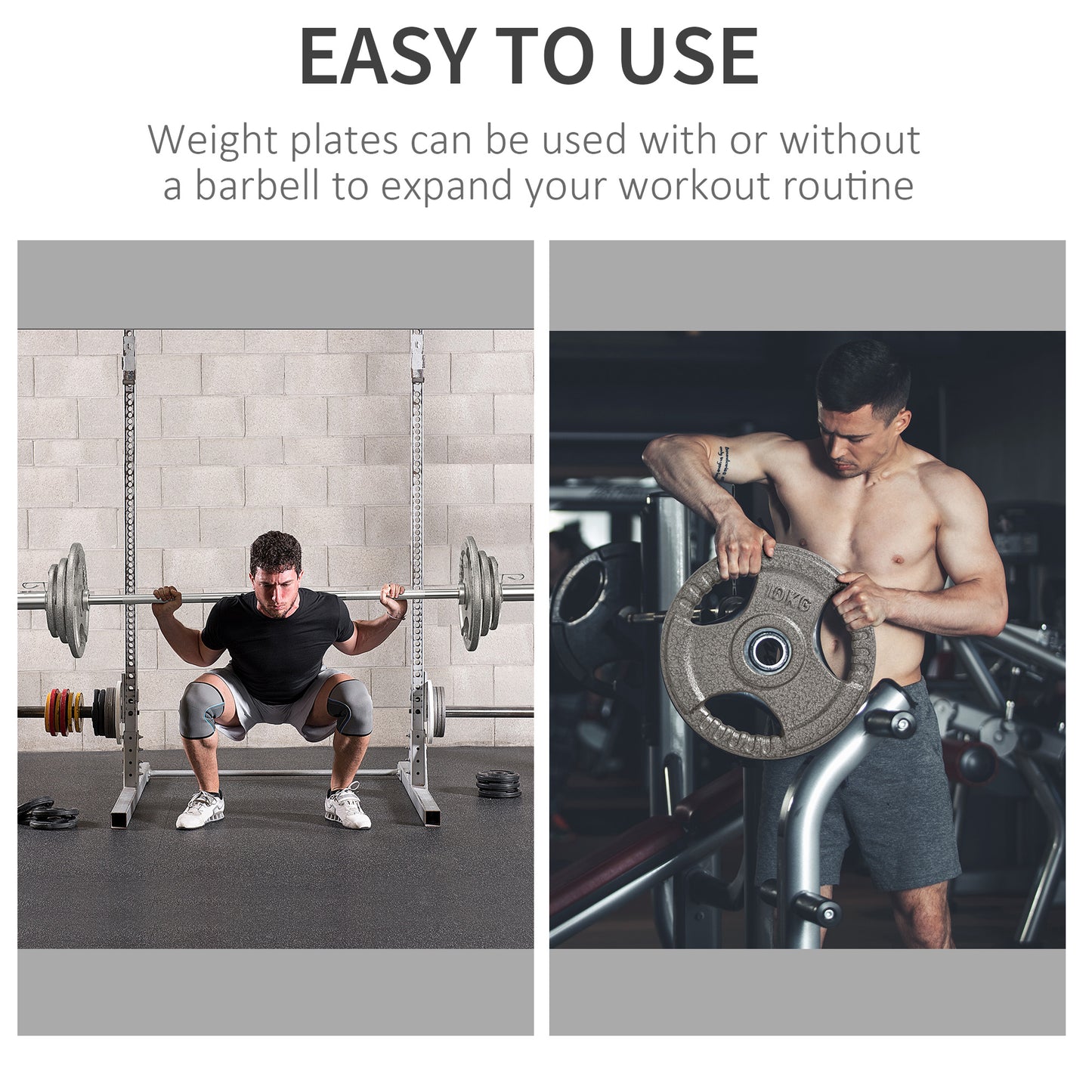 HOMCOM Set of 2 Cast Iron Weight Plates for 2 inch/5cm Hole Dumbbell Handle Bar, 20kg Dumbbell Plates Barbell Weight 2 x 10kg