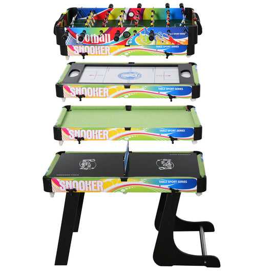 HOMCOM multi-game table with interchangeable foosball, hockey, billiards, and table tennis tops