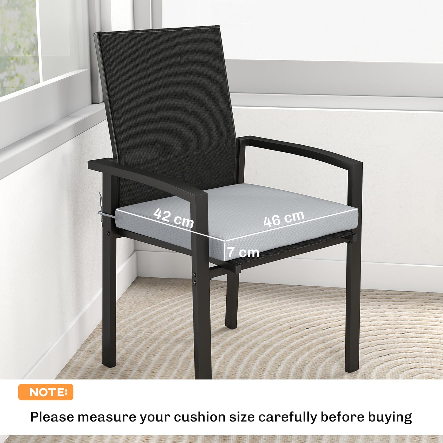 Outsunny Set of 6 Outdoor Seat Cushions with Machine Washable Cover, Water Repellent Seat Cushions Light Grey