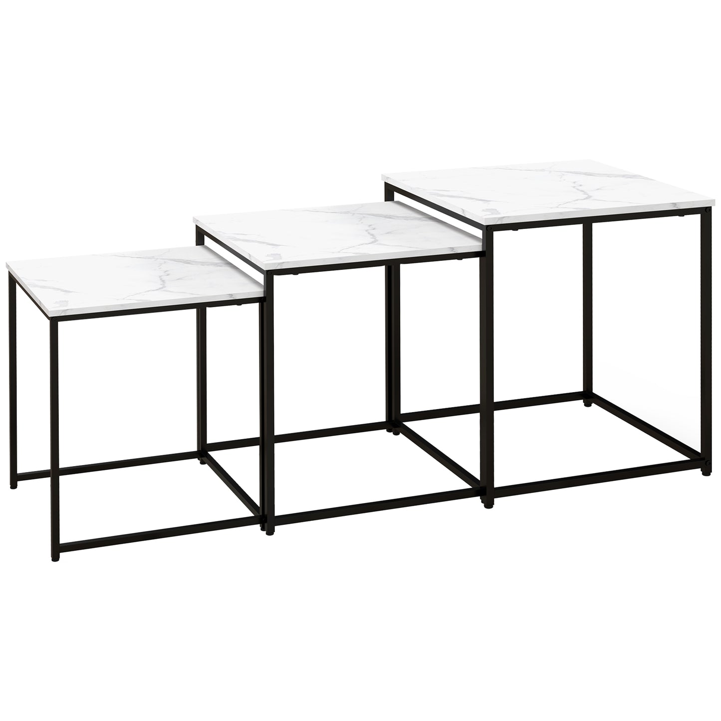Photo of HOMCOM Three Nest of Tables, Marble Effect Finish in Finish colour on a white background