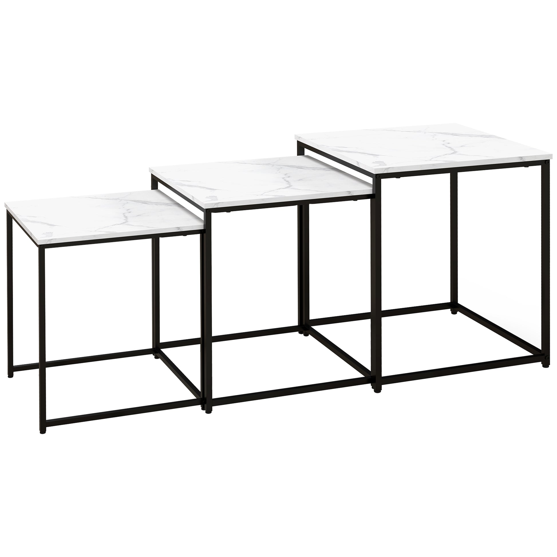 Photo of HOMCOM Three Nest of Tables, Marble Effect Finish in Finish colour on a white background