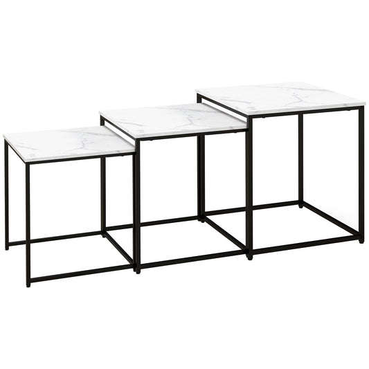 Photo of HOMCOM Three Nest of Tables, Marble Effect Finish in Finish colour on a white background