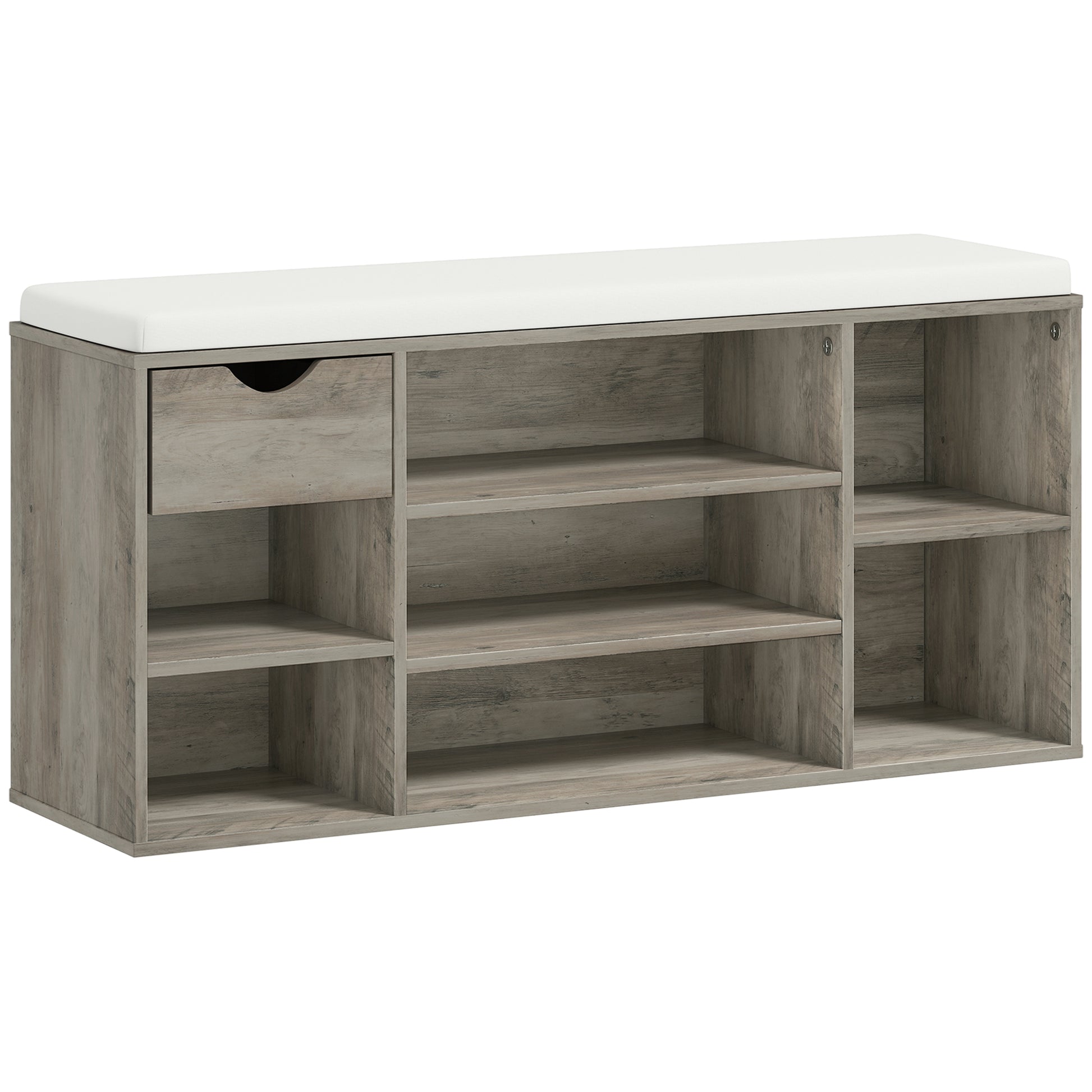 Photo of HOMCOM Shoe Storage Bench with Cushion - Grey in Grey colour on a white background