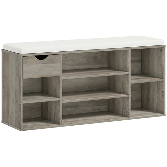 Photo of HOMCOM Shoe Storage Bench with Cushion - Grey in Grey colour on a white background