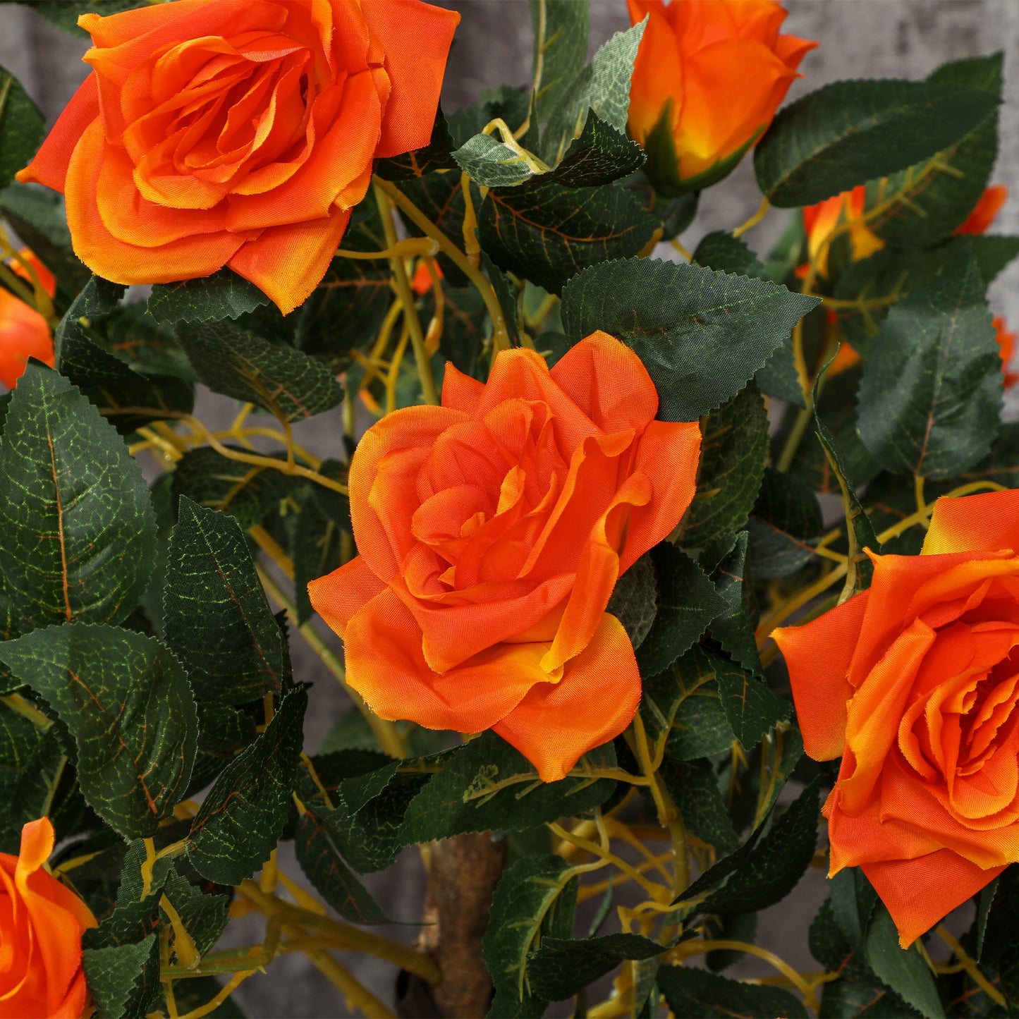 Outsunny Set of 2 Artificial Plants White Rose Floral in Pot, Fake Plants for Home Indoor Decor, 90cm, Orange