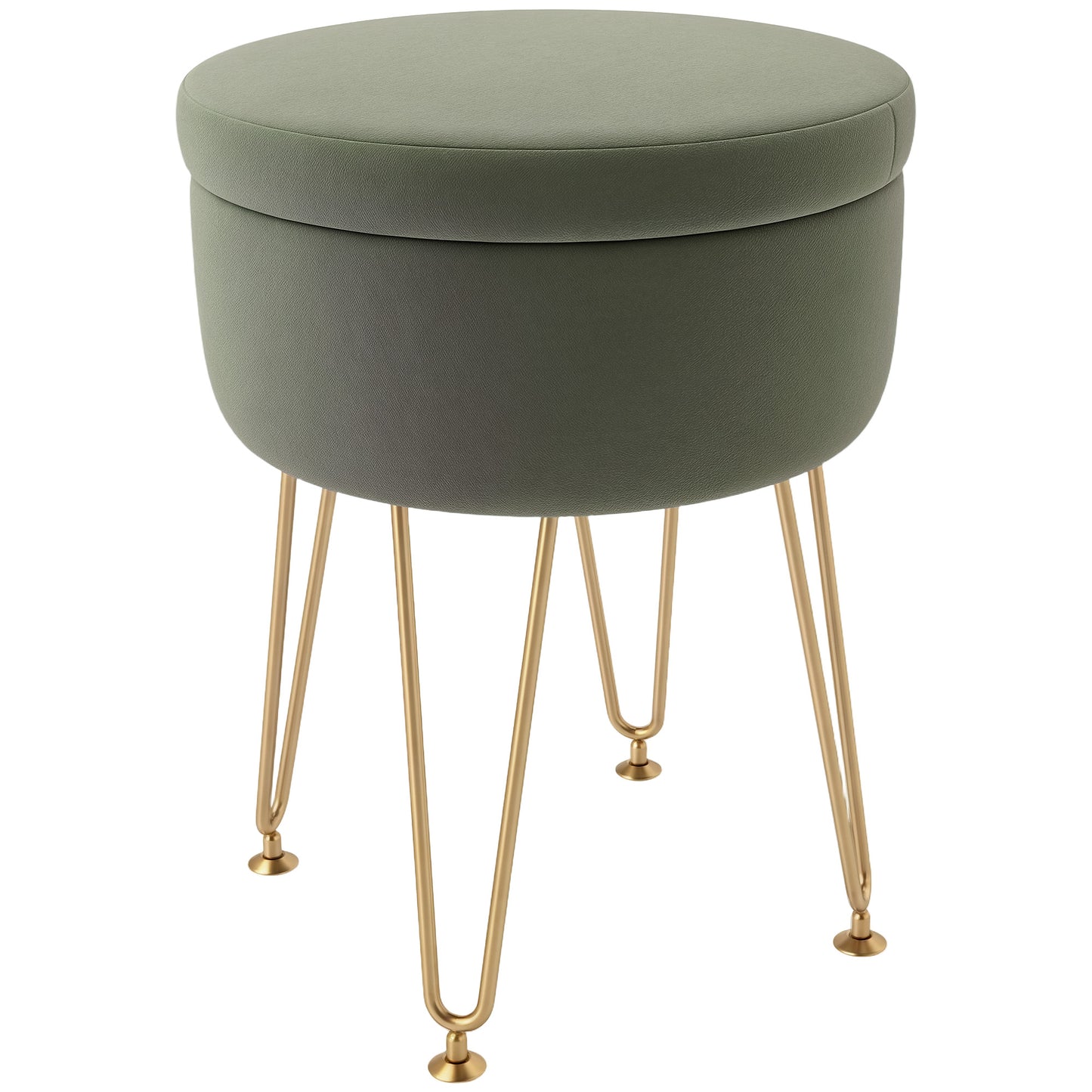 Photo of HOMCOM 5L Velvet-Feel Storage Ottoman - Green in Green colour on a white background