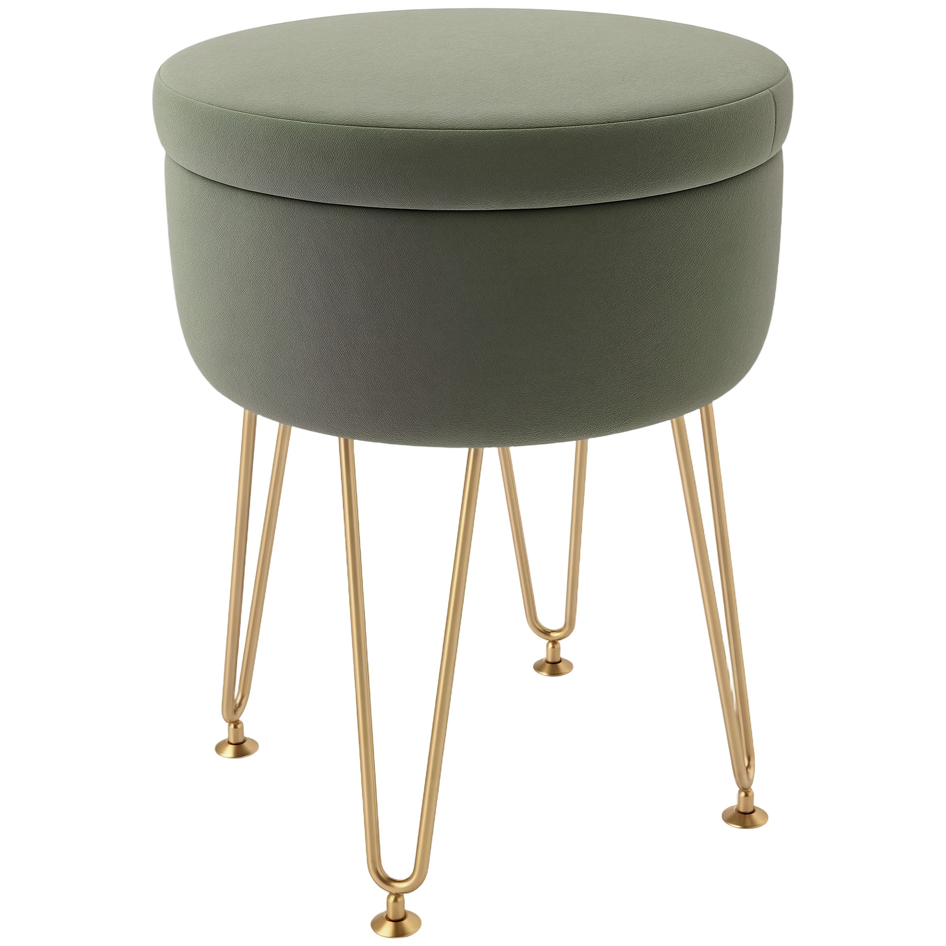Photo of HOMCOM 5L Velvet-Feel Storage Ottoman - Green in Green colour on a white background