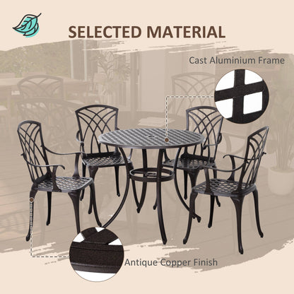 Outsunny cast aluminum garden dining set with antique copper finish detail