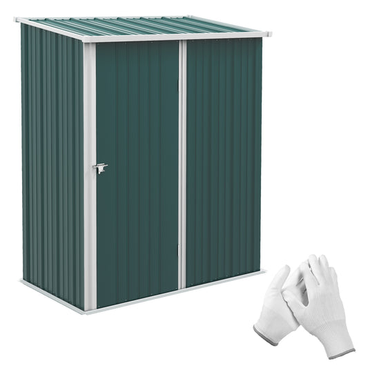 Photo of Outsunny 5.3 x 3.1ft Corrugated Steel Garden Shed - Green in Green colour on a white background
