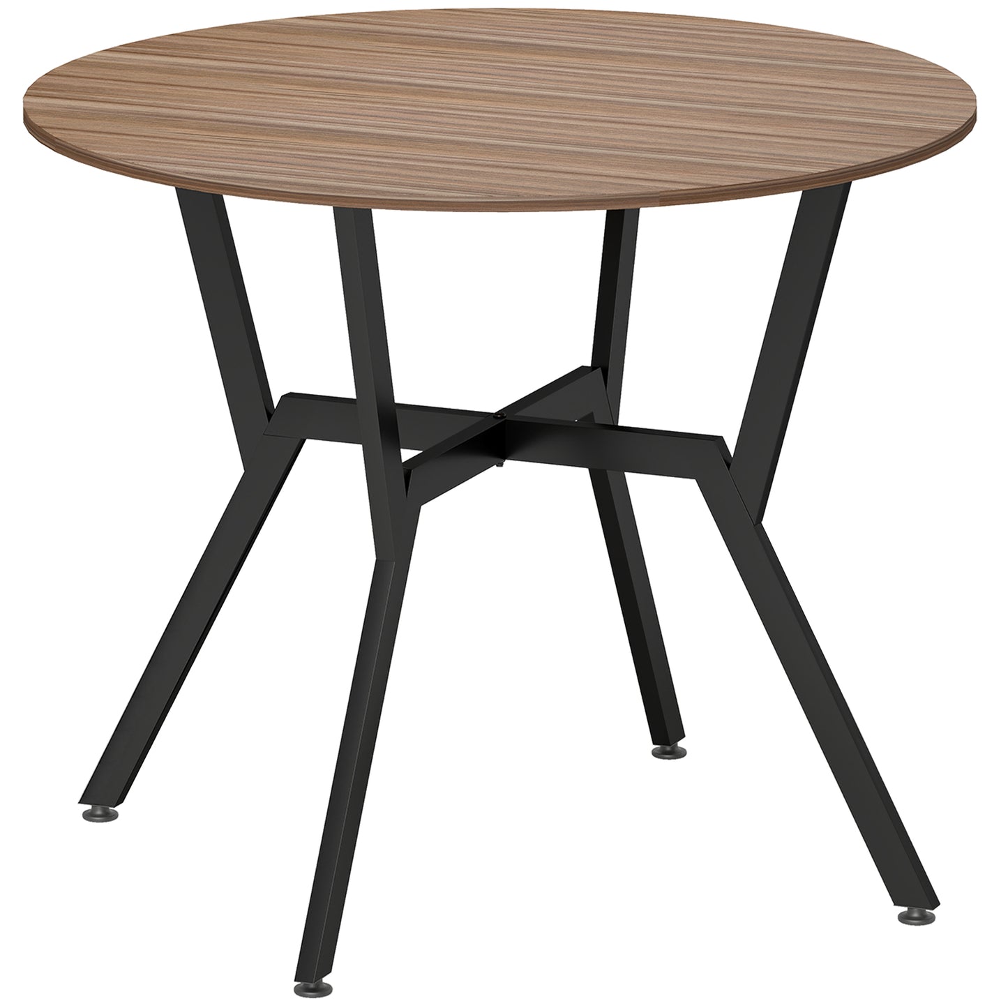 Photo of HOMCOM Dining Table, Round Kitchen Table with Black Legs, Anti-slip Foot Pads for Living Room, Dining Room 90 x 76 cm, Brown in Brown colour on a white background