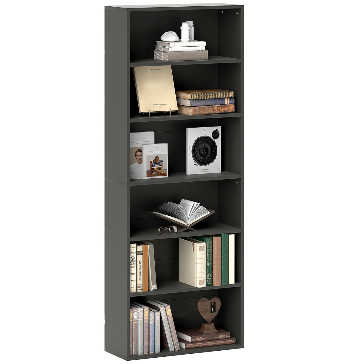 Photo of HOMCOM Six Shelf Bookcase - Black in Black colour on a white background