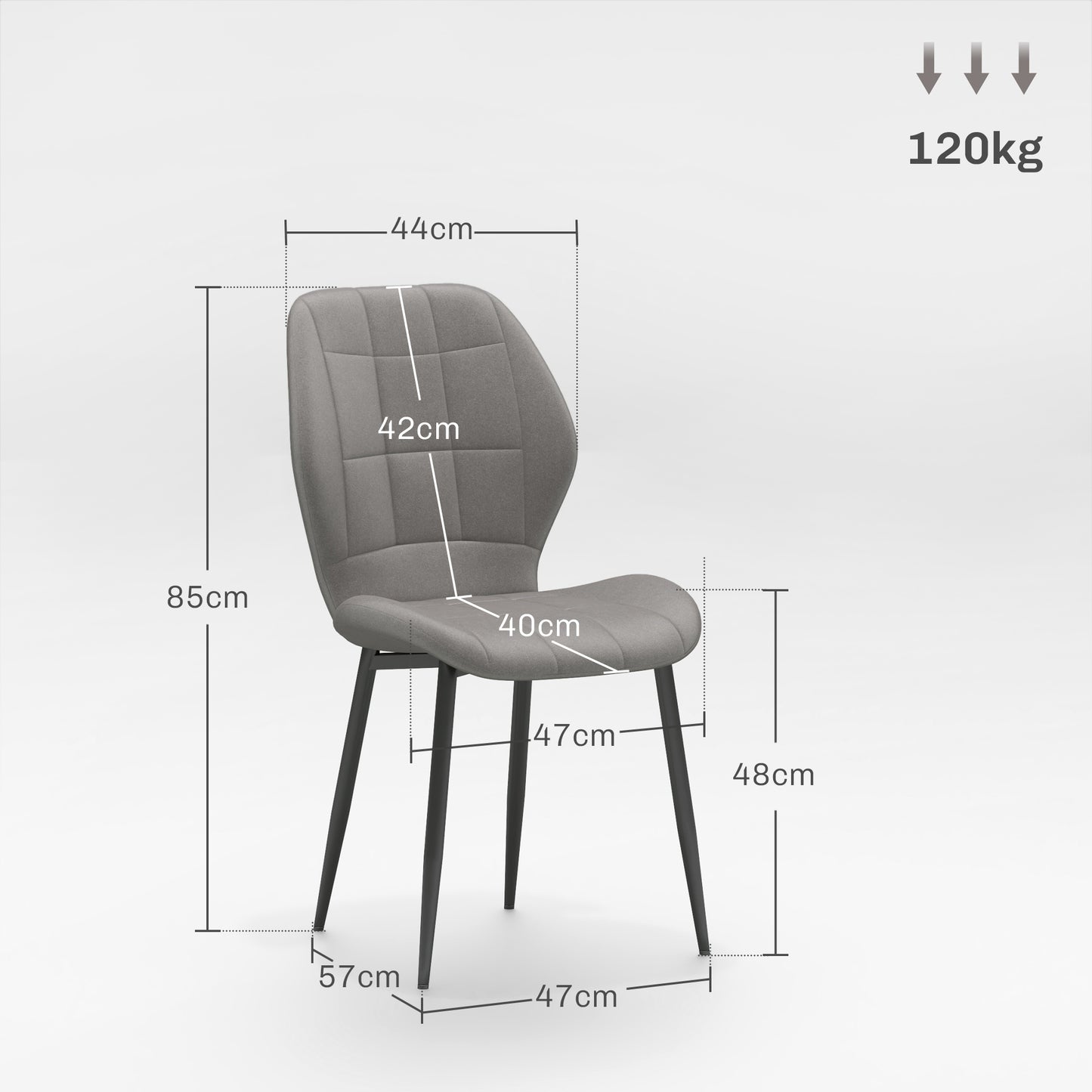 HOMCOM Set of Four Flannel Relaxed Tub Dining Chairs - Light Grey
