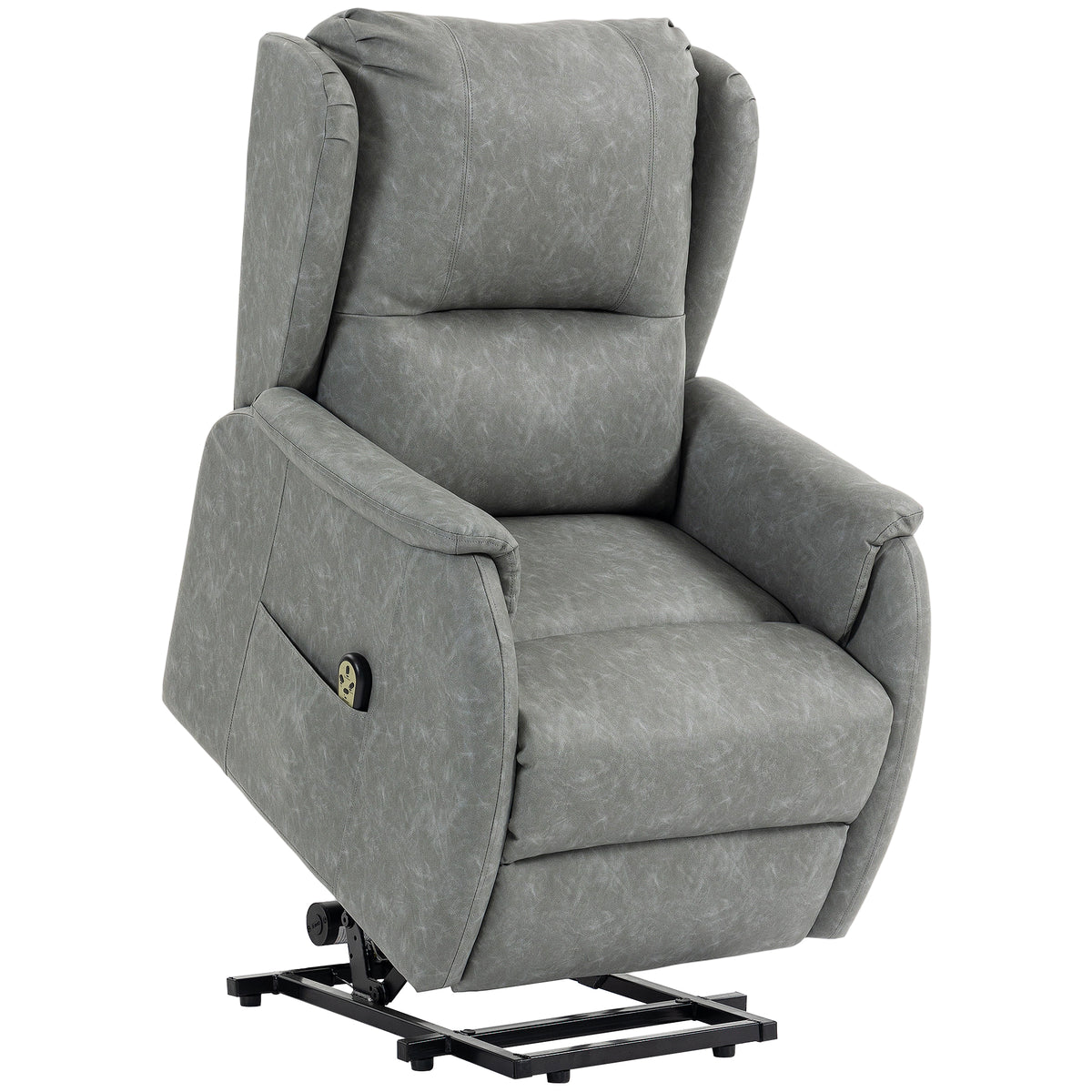 Photo of HOMCOM Power Lift Recliner Chair, Dual Motor Electric Lift Chair for Elderly with Remote Control, Grey in Grey colour on a white background