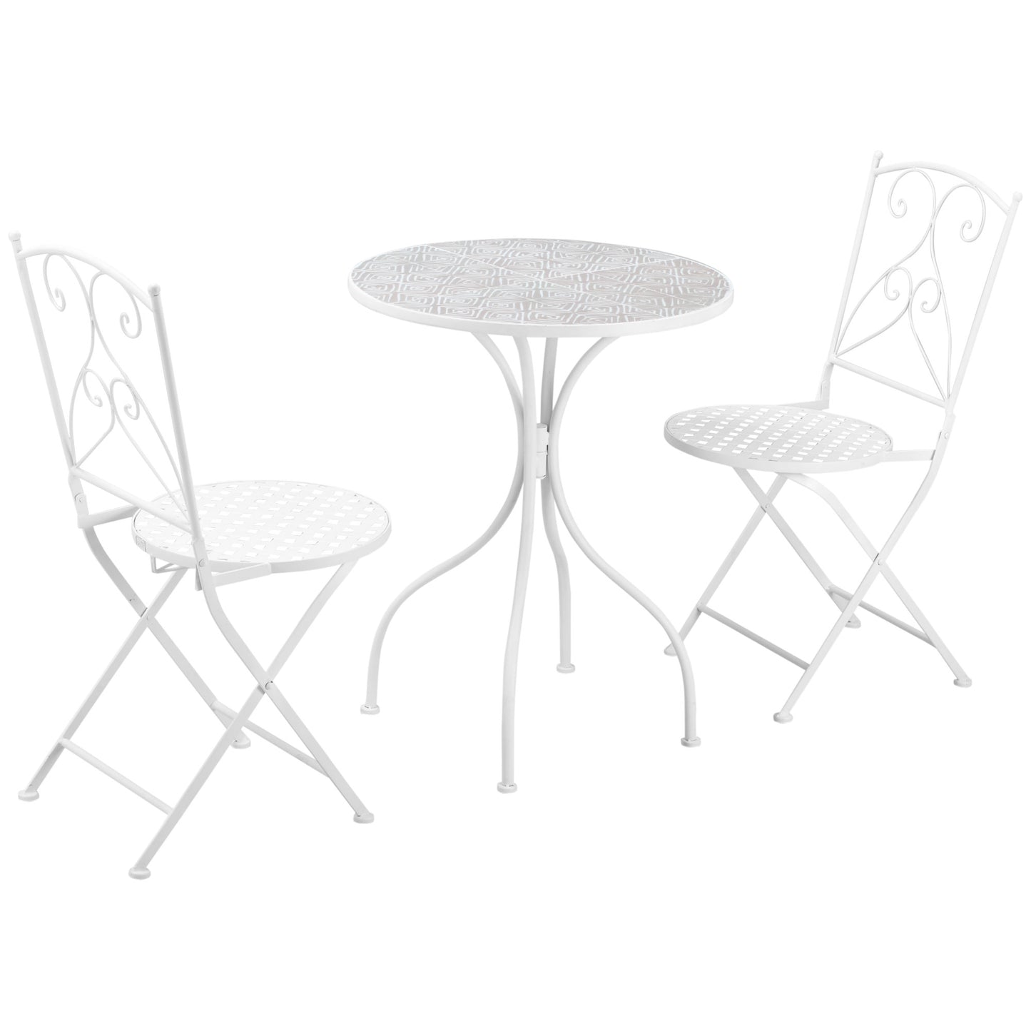 Photo of Outsunny Three-Piece Metal Bistro Set - White in White colour on a white background