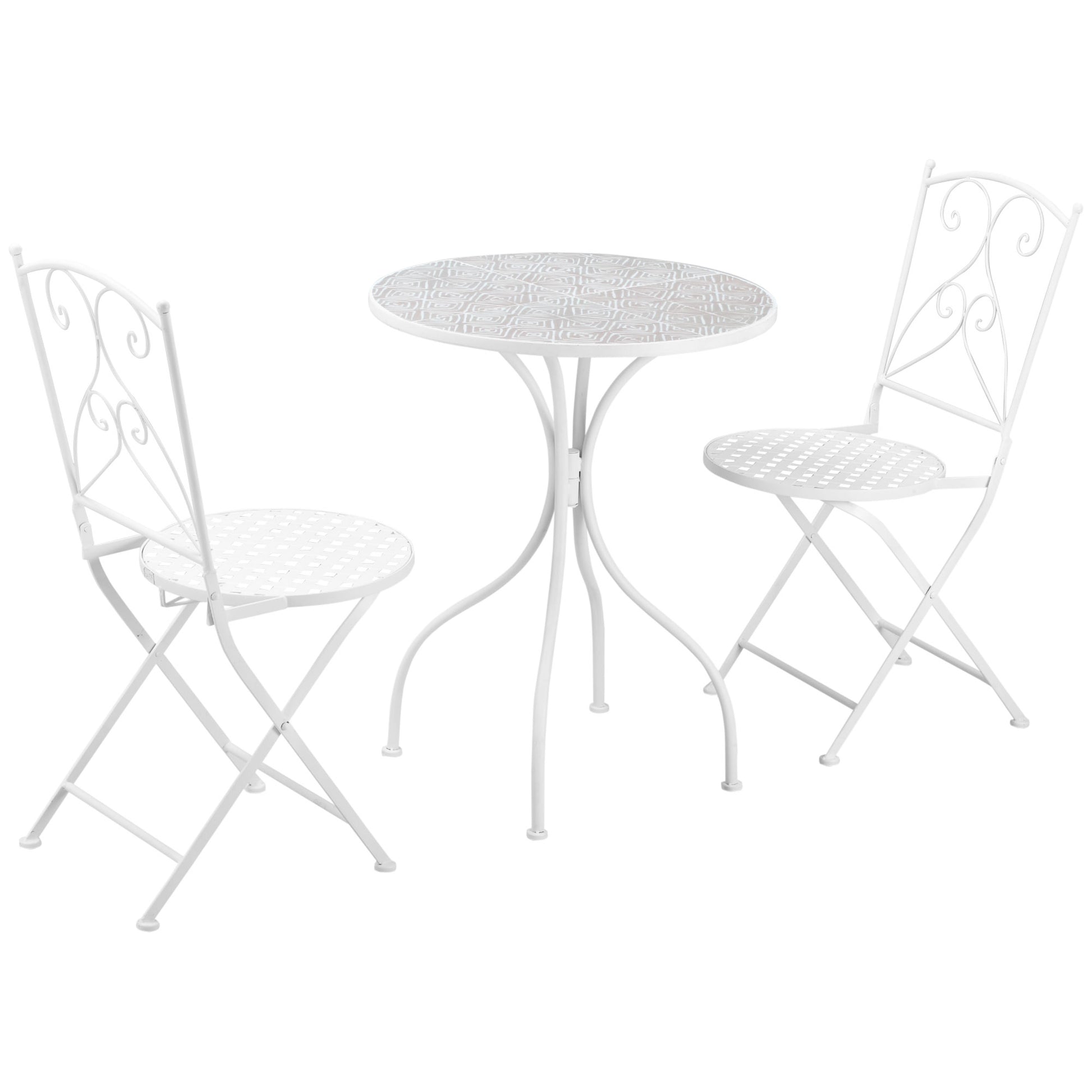 Photo of Outsunny Three-Piece Metal Bistro Set - White in White colour on a white background