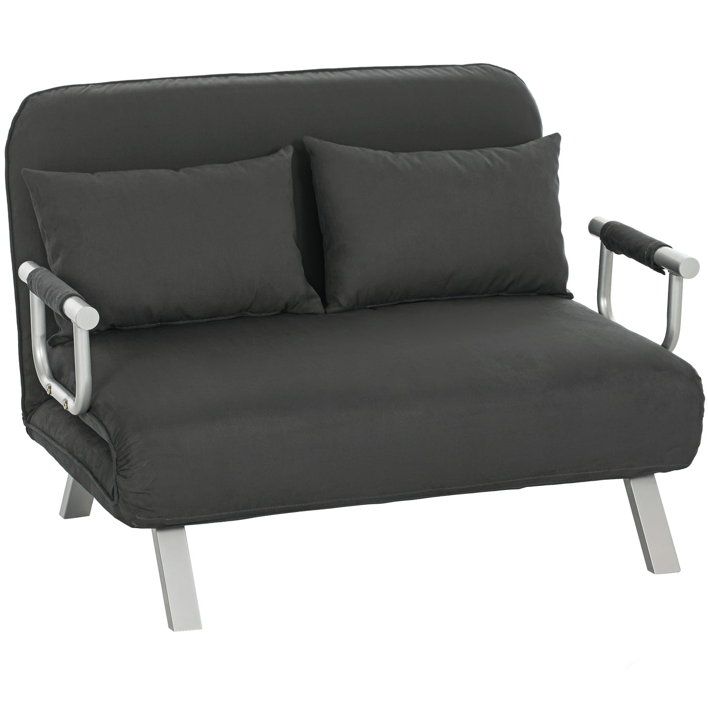 Photo of HOMCOM Two-Seater Click-Clack Sofa Bed - Charcoal Grey in Grey colour on a white background