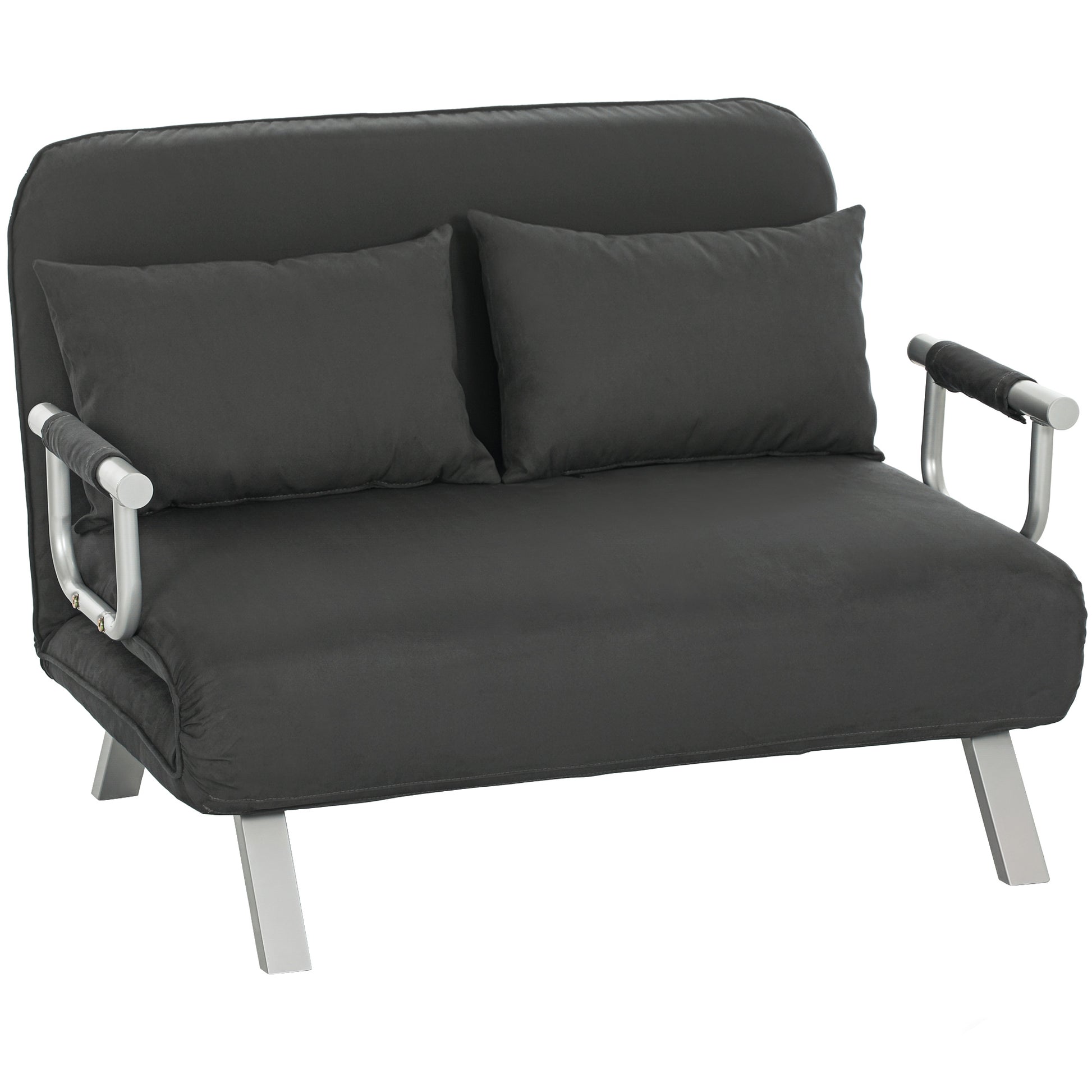 Photo of HOMCOM Two-Seater Click-Clack Sofa Bed - Charcoal Grey in Grey colour on a white background