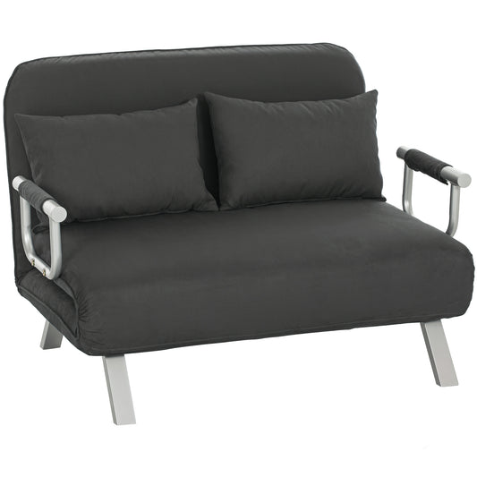 Photo of HOMCOM Two-Seater Click-Clack Sofa Bed - Charcoal Grey in Grey colour on a white background