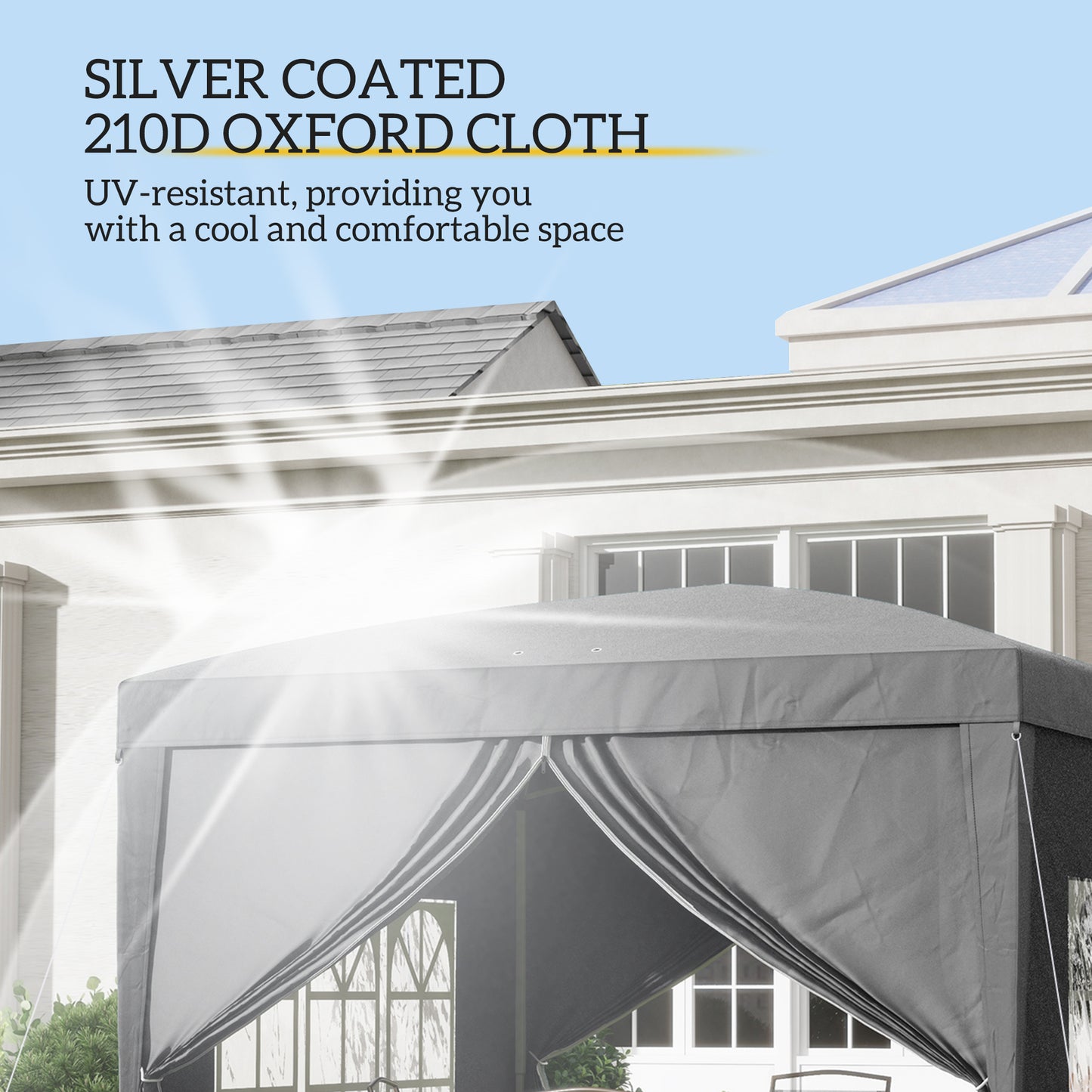 Outsunny 3x3(m) Pop-Up Gazebo, with Curtain Walls and Windows, Grey