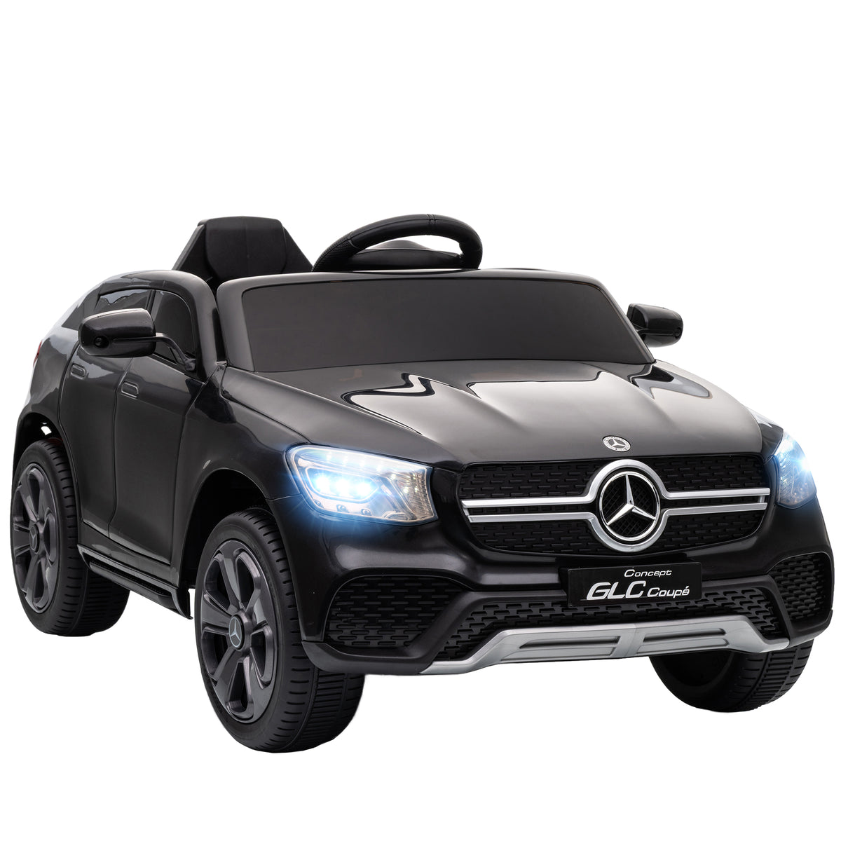 Photo of AIYAPLAY Mercedes-Benz GLC Licensed Kids Ride on Car with Remote Control, Soft Start, MP3, LED Headlights, Black in Black colour on a white background