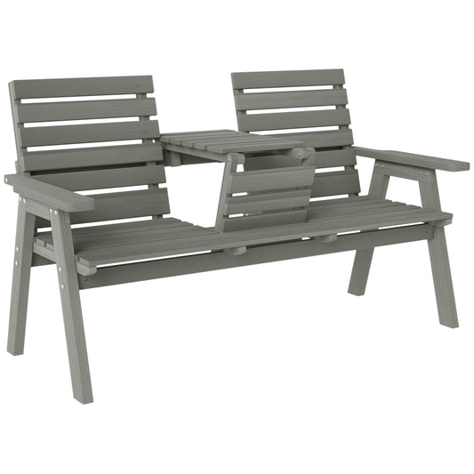 Photo of Outsunny Fir Wood Convertible 2 to 3 Seater Outdoor Garden Bench Grey in Grey colour on a white background