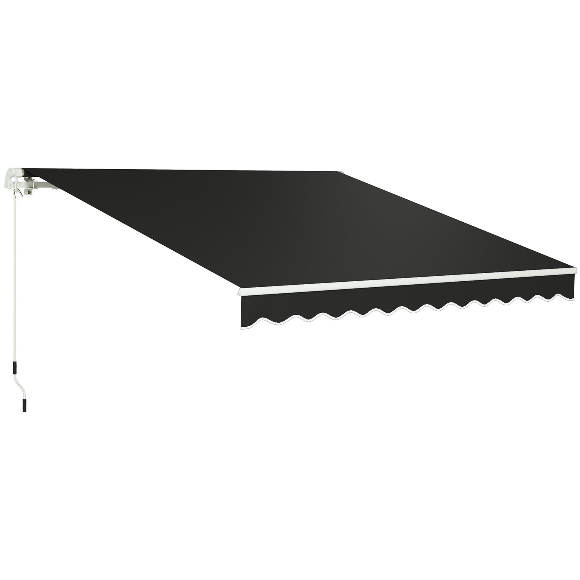 Photo of Outsunny 3 x 2.5m Garden Patio Manual Awning, Retractable Canopy Sun Shade Shelter with Fittings and Crank Handle, Black in Black colour on a white background