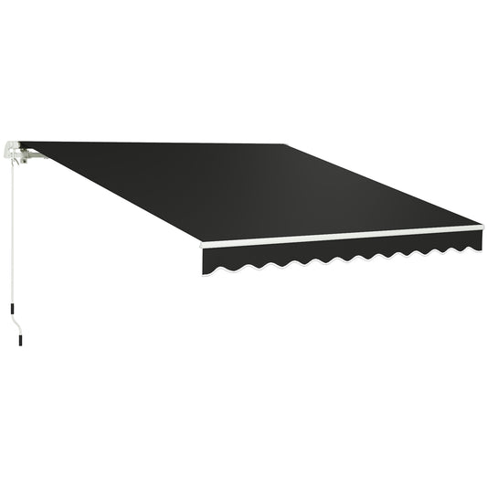Photo of Outsunny 3 x 2.5m Garden Patio Manual Awning, Retractable Canopy Sun Shade Shelter with Fittings and Crank Handle, Black in Black colour on a white background