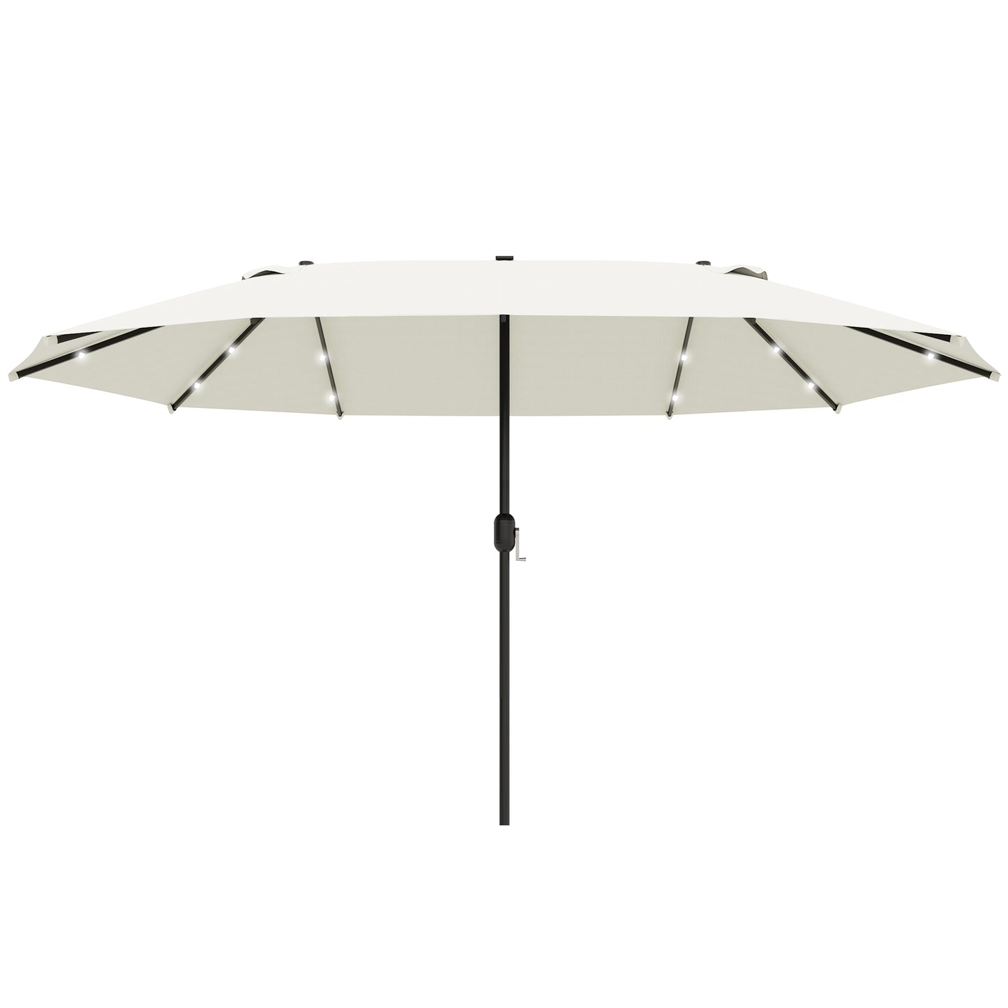 Photo of Outsunny 4.4m Double-Sided Sun Umbrella Patio Parasol LED Solar Lights Cream White in White colour on a white background