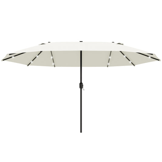 Photo of Outsunny 4.4m Double-Sided Sun Umbrella Patio Parasol LED Solar Lights Cream White in White colour on a white background