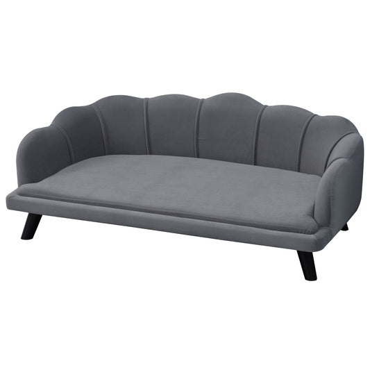 Photo of PawHut Dog Sofa, Pet Couch Bed for Medium, Large Dogs, with Legs, Cushion - Grey in Grey colour on a white background